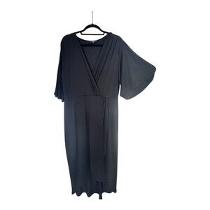 Lulu's Black Midi Dress with Tulip Hem